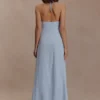 Abeda Cotton Maxi Dress With Hardware – Pale Blue Abeda Cotton Maxi Dress With Hardware – Pale Blue