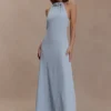 Abeda Cotton Maxi Dress With Hardware – Pale Blue Abeda Cotton Maxi Dress With Hardware – Pale Blue