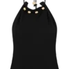 Abeda Cotton Top With Hardware – Black