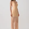 Abigail V Neck Fringe Maxi Dress – Orange