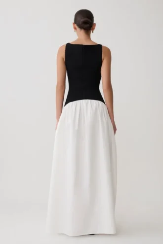 Acacia Contrast Sleeveless Maxi Dress – Black/White