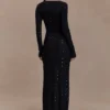 Acadia Diamante Long Sleeve Maxi Dress – Black Acadia Diamante Long Sleeve Maxi Dress – Black
