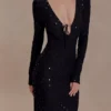 Acadia Diamante Long Sleeve Maxi Dress – Black Acadia Diamante Long Sleeve Maxi Dress – Black