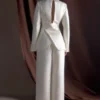 Ada Tailored Satin Blazer – Ivory Ada Tailored Satin Blazer – Ivory