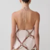 Adelaide Draped Satin Halter Top – Chain Print Adelaide Draped Satin Halter Top – Chain Print