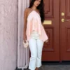 Adelaide Draped Satin Halter Top – Peach Adelaide Draped Satin Halter Top – Peach