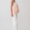 Adelaide Draped Satin Halter Top – Peach Adelaide Draped Satin Halter Top – Peach