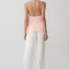 Adelaide Draped Satin Halter Top – Peach Adelaide Draped Satin Halter Top – Peach