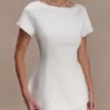 Adeline Short Sleeve Satin Top – White Adeline Short Sleeve Satin Top – White