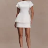 Adeline Short Sleeve Satin Top – White Adeline Short Sleeve Satin Top – White