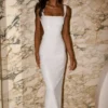 Adoria Sequin Cut Out Maxi Dress – White Adoria Sequin Cut Out Maxi Dress – White