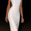 Adoria Sequin Cut Out Maxi Dress – White Adoria Sequin Cut Out Maxi Dress – White