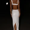 Adoria Sequin Cut Out Maxi Dress – White Adoria Sequin Cut Out Maxi Dress – White