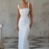 Adoria Sequin Cut Out Maxi Dress – White Adoria Sequin Cut Out Maxi Dress – White