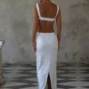 Adoria Sequin Cut Out Maxi Dress – White Adoria Sequin Cut Out Maxi Dress – White