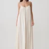 Adriana Satin Gathered Maxi Dress – Buttercream Adriana Satin Gathered Maxi Dress – Buttercream