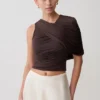 Adrienne One Shoulder Slinky Top – Chocolate Adrienne One Shoulder Slinky Top – Chocolate