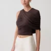 Adrienne One Shoulder Slinky Top – Chocolate Adrienne One Shoulder Slinky Top – Chocolate