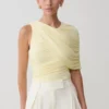 Adrienne One Shoulder Slinky Top – Lemon Adrienne One Shoulder Slinky Top – Lemon