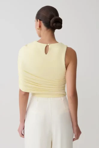 Adrienne One Shoulder Slinky Top – Lemon
