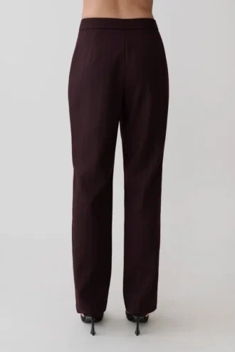 Agatha Straight Leg Suiting Pants – Plum Pinstripe