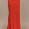 Ainsley Asymmetrical Maxi Skirt With Floral Hardware – Burnt Orange Ainsley Asymmetrical Maxi Skirt With Floral Hardware – Burnt Orange
