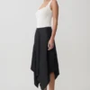 Coralie Asymmetric Satin Midi Skirt – Black Coralie Asymmetric Satin Midi Skirt – Black