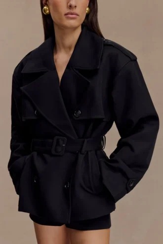 Alden Short Trench Jacket – Black