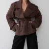 Alden Short Trench Jacket – Chocolate Alden Short Trench Jacket – Chocolate