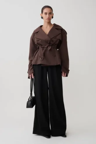 Alden Short Trench Jacket – Chocolate