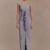 Alessandra Slinky Ruffle Maxi Dress – Grey Alessandra Slinky Ruffle Maxi Dress – Grey