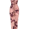 Alessandra Slinky Ruffle Maxi Dress – Pink Blurred Floral Print