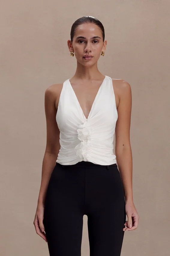 Alessandra Slinky Ruffle Top – Ivory Alessandra Slinky Ruffle Top – Ivory