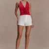 Alessandra Slinky Ruffle Top – Ruby