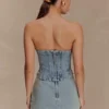 Alessia Embroidered Denim Corset – Light Vintage Alessia Embroidered Denim Corset – Light Vintage