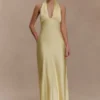 Alice Satin Halter Maxi Dress – Lemon Alice Satin Halter Maxi Dress – Lemon
