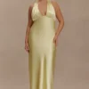 Alice Satin Halter Maxi Dress – Lemon Alice Satin Halter Maxi Dress – Lemon