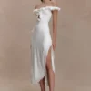Allegra Off Shoulder Ruffle Midi Dress – Ivory