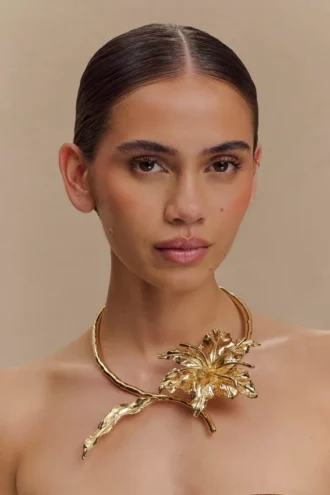 Allona Floral Choker – Gold