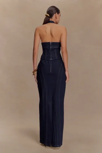 Alma Denim Maxi Skirt – Indigo Blue