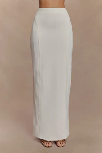 Alma High Waist Maxi Skirt – White