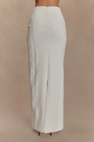 Alma High Waist Maxi Skirt – White
