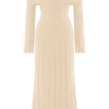 Alonza Long Sleeve Knit Midi Dress – Cream