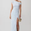 Alyn Off Shoulder Draped Maxi Dress – Pale Blue