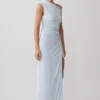 Alyn Off Shoulder Draped Maxi Dress – Pale Blue