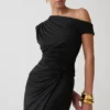 Alyn Off Shoulder Draped Mini Dress – Black Alyn Off Shoulder Draped Mini Dress – Black
