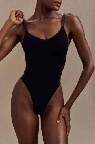Alyssa Backless Shapewear Bodysuit – Black
