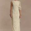 Amandine Ruched Slinky Maxi Dress – Lemon Amandine Ruched Slinky Maxi Dress – Lemon