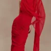 Amandine Ruched Slinky Maxi Dress – Ruby