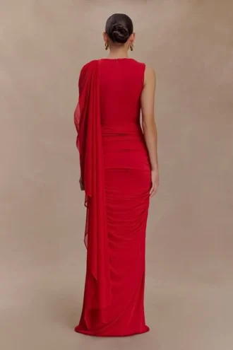 Amandine Ruched Slinky Maxi Dress – Ruby